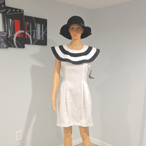 Vintage Monochrome Ruffle Mini Dress - Picture 1 of 10